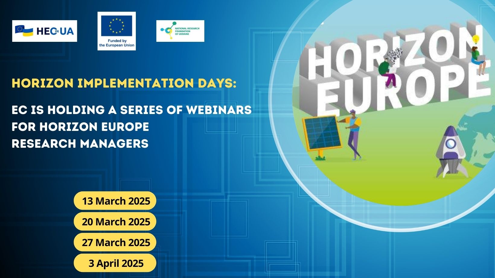 Horizon Implementation Days: EC is holding a series of webinars for Horizon Europe research managers