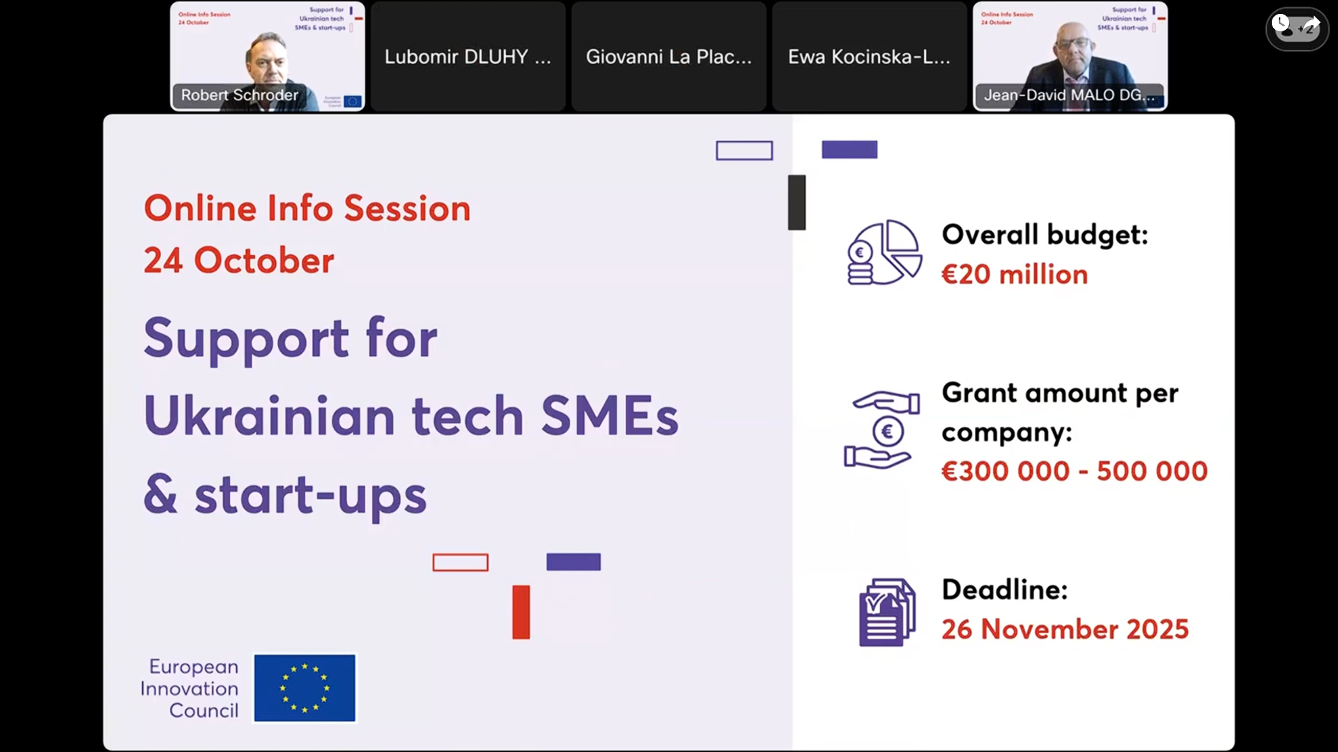 Information event held by the EC on financial support tool for Ukrainian deep-tech startups and SMEs