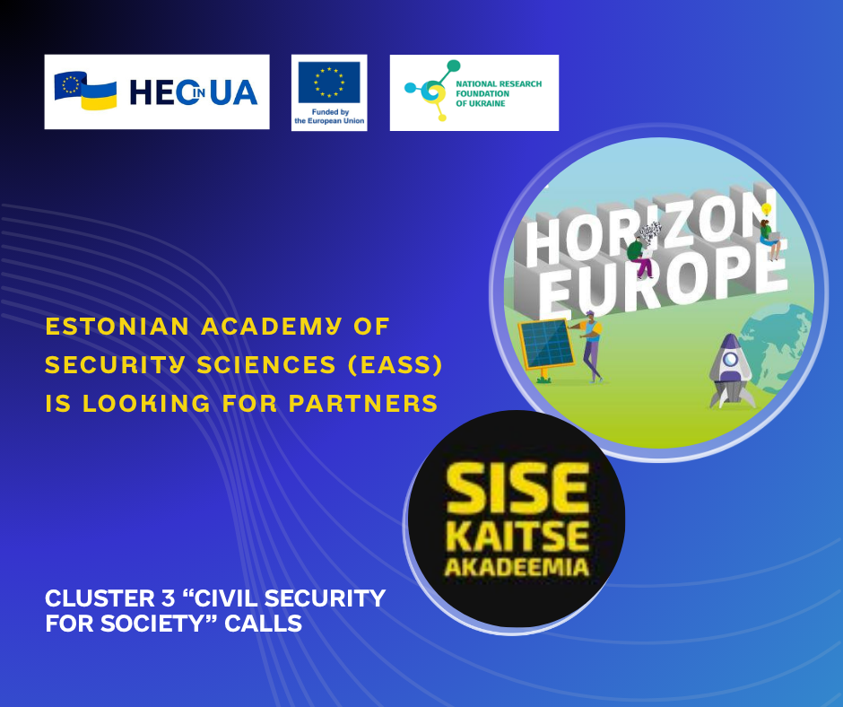Estonian Academy of Security Sciences (EASS) is looking for partners for Horizon Europe Cluster 3 “Civil Security for Society” calls