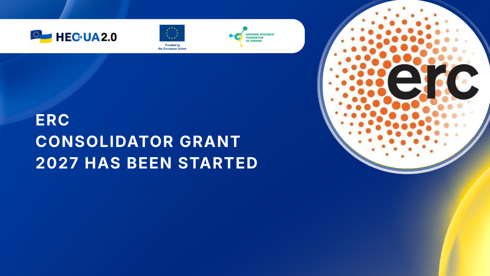 ERC Consolidator Grant 2027 has been started